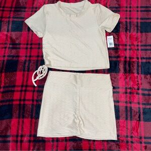 Cream Athleisure 2 Piece Shorts Set